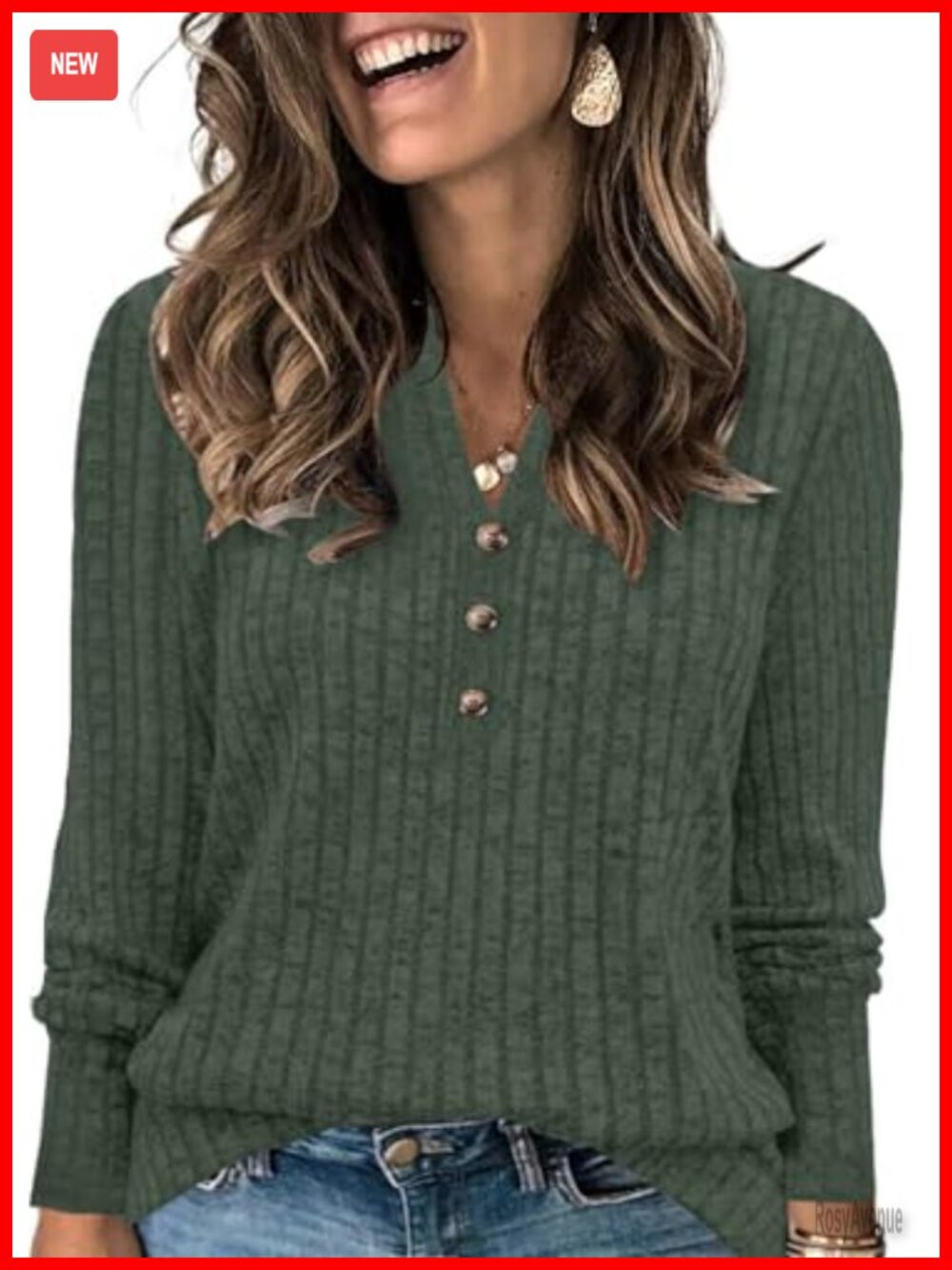 Plus Size Womens Long Sleeve Button Down Tunic Sweater Top